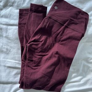 Lululemon Burgundy Wunder Under Leggings Size 10